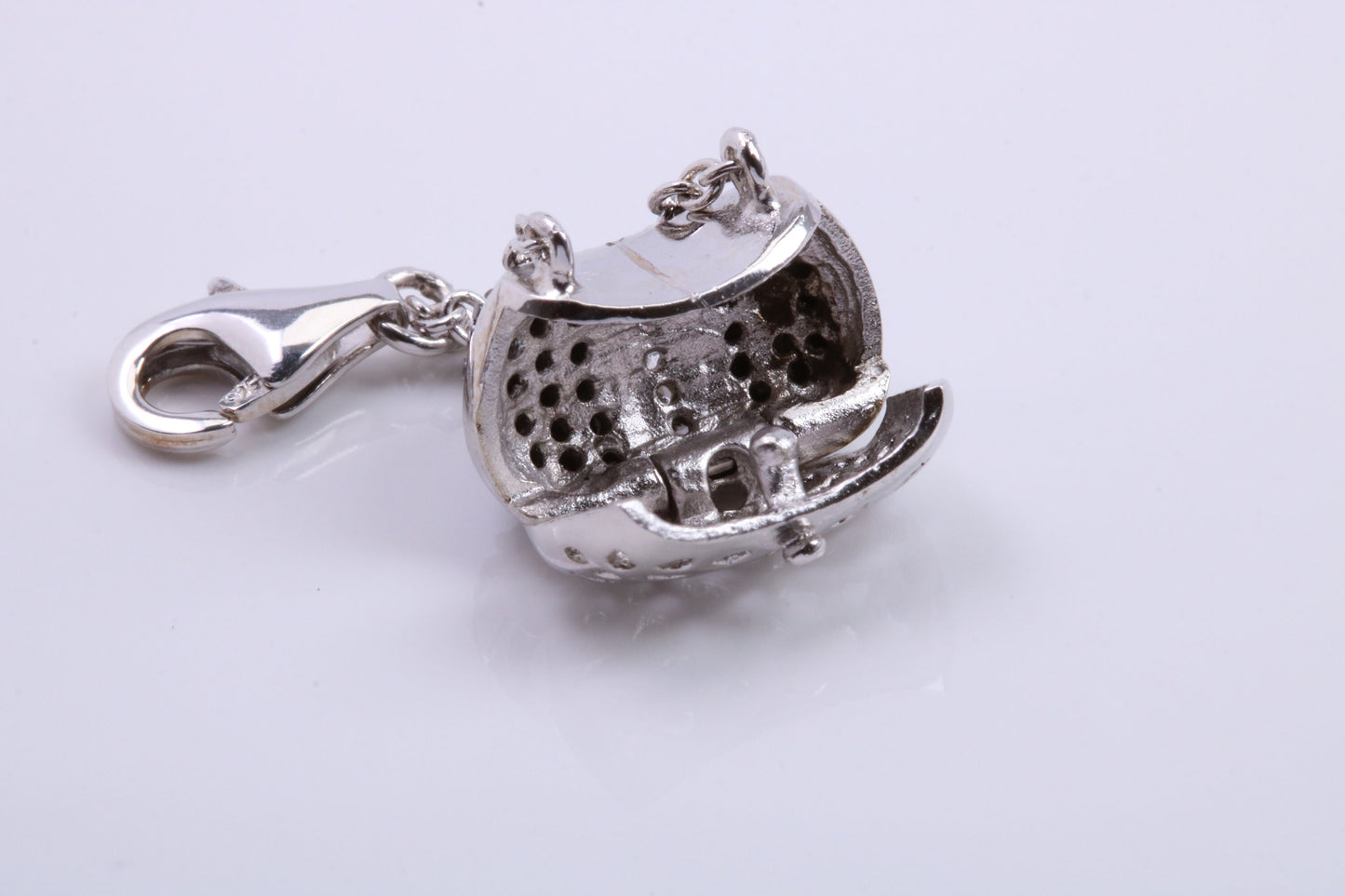 Opening Hand Bag Charm, Traditional Charm, Made from Solid 925 Grade Sterling Silver, Complete with Attachment Link