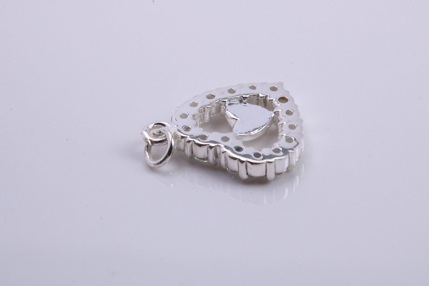 Love Heart Charm, Traditional Charm, Made from Solid 925 Grade Sterling Silver, Complete with Attachment Link