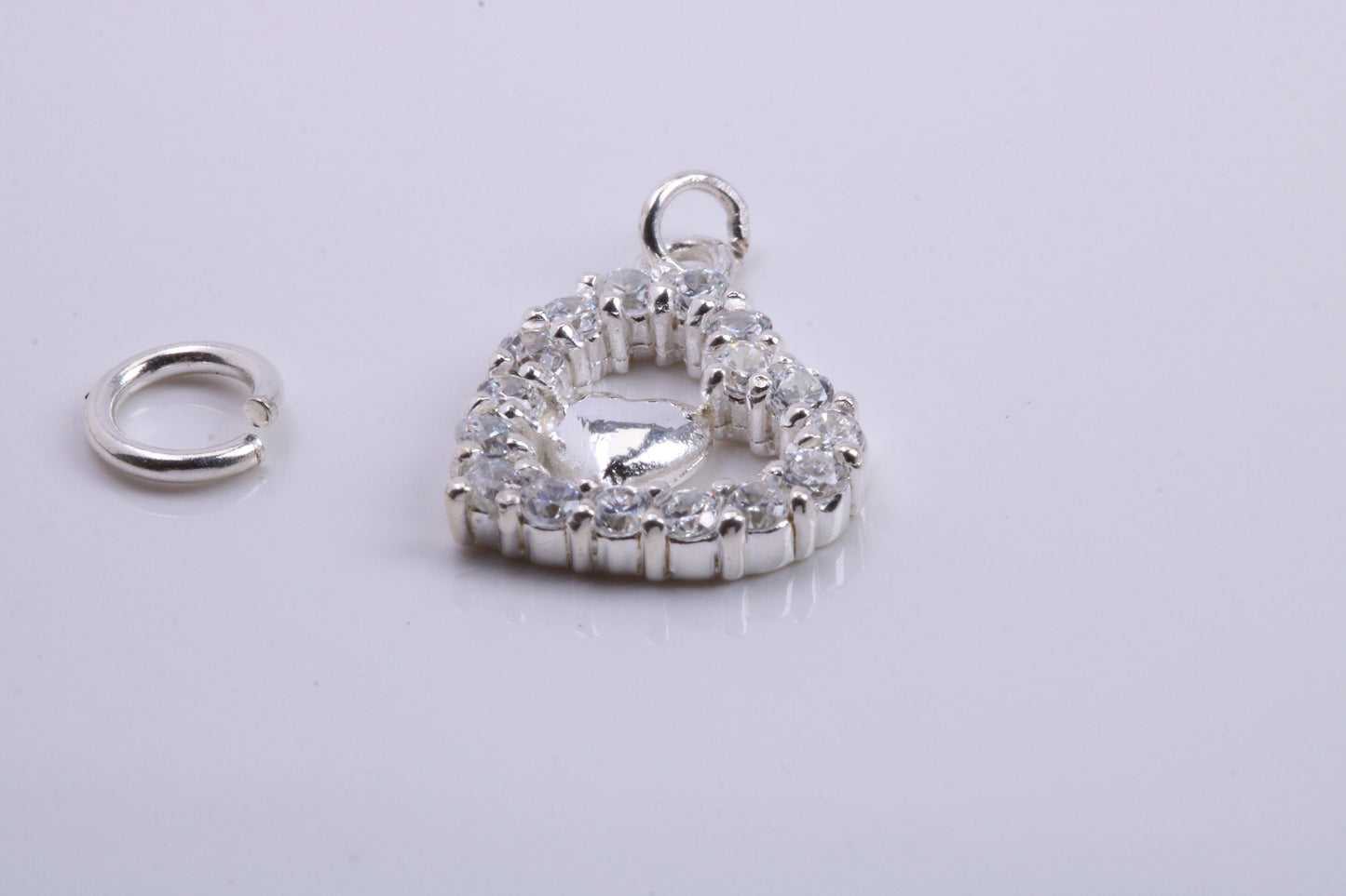 Love Heart Charm, Traditional Charm, Made from Solid 925 Grade Sterling Silver, Complete with Attachment Link