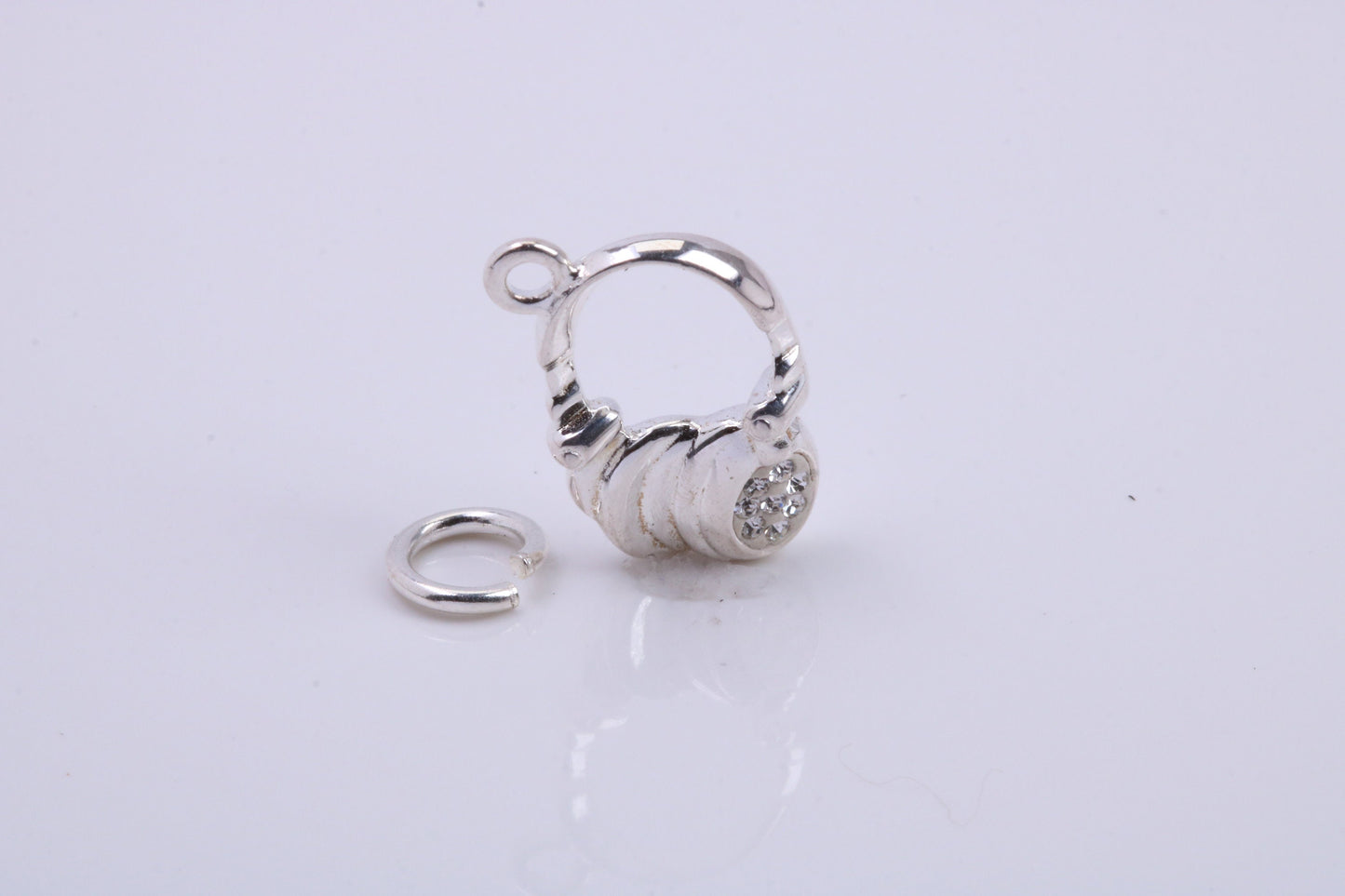 Head Phone Charm, Traditional Charm, Made from Solid 925 Grade Sterling Silver, Complete with Attachment Link