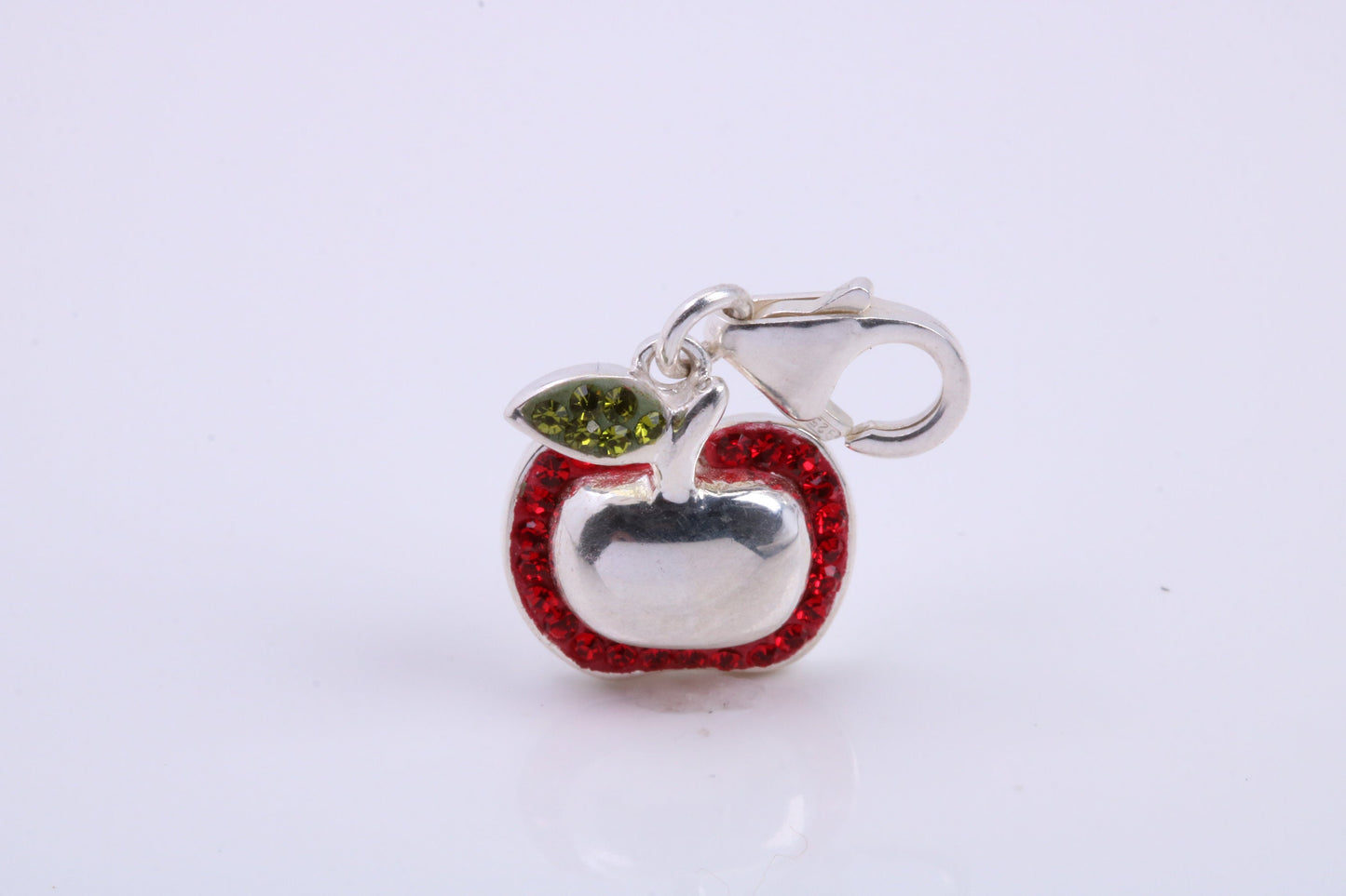 Apple Charm, Traditional Charm, Made from Solid 925 Grade Sterling Silver, Complete with Attachment Link