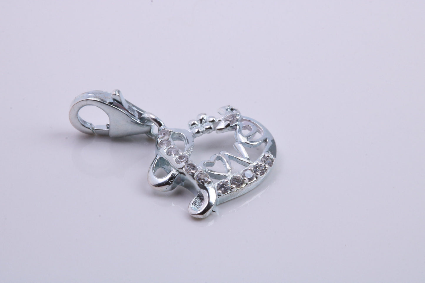 Love Heart Charm, Traditional Charm, Made from Solid 925 Grade Sterling Silver, Complete with Attachment Link