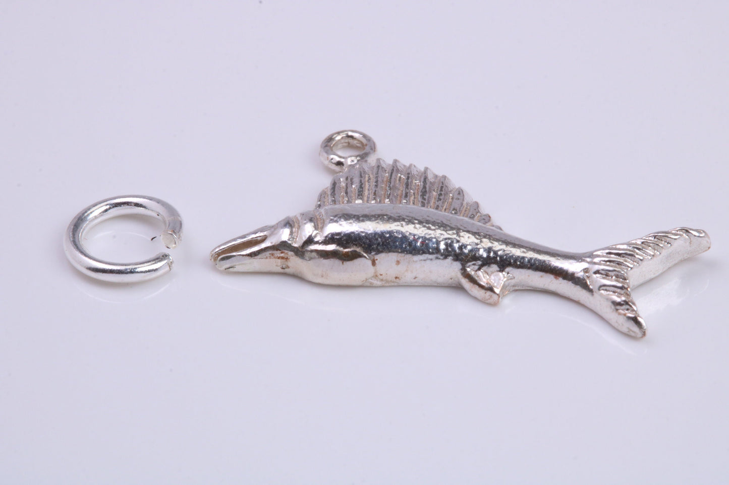 Sail Fish Charm, Traditional Charm, Made from Solid 925 Grade Sterling Silver, Complete with Attachment Link