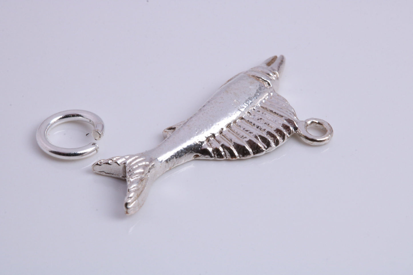 Sail Fish Charm, Traditional Charm, Made from Solid 925 Grade Sterling Silver, Complete with Attachment Link