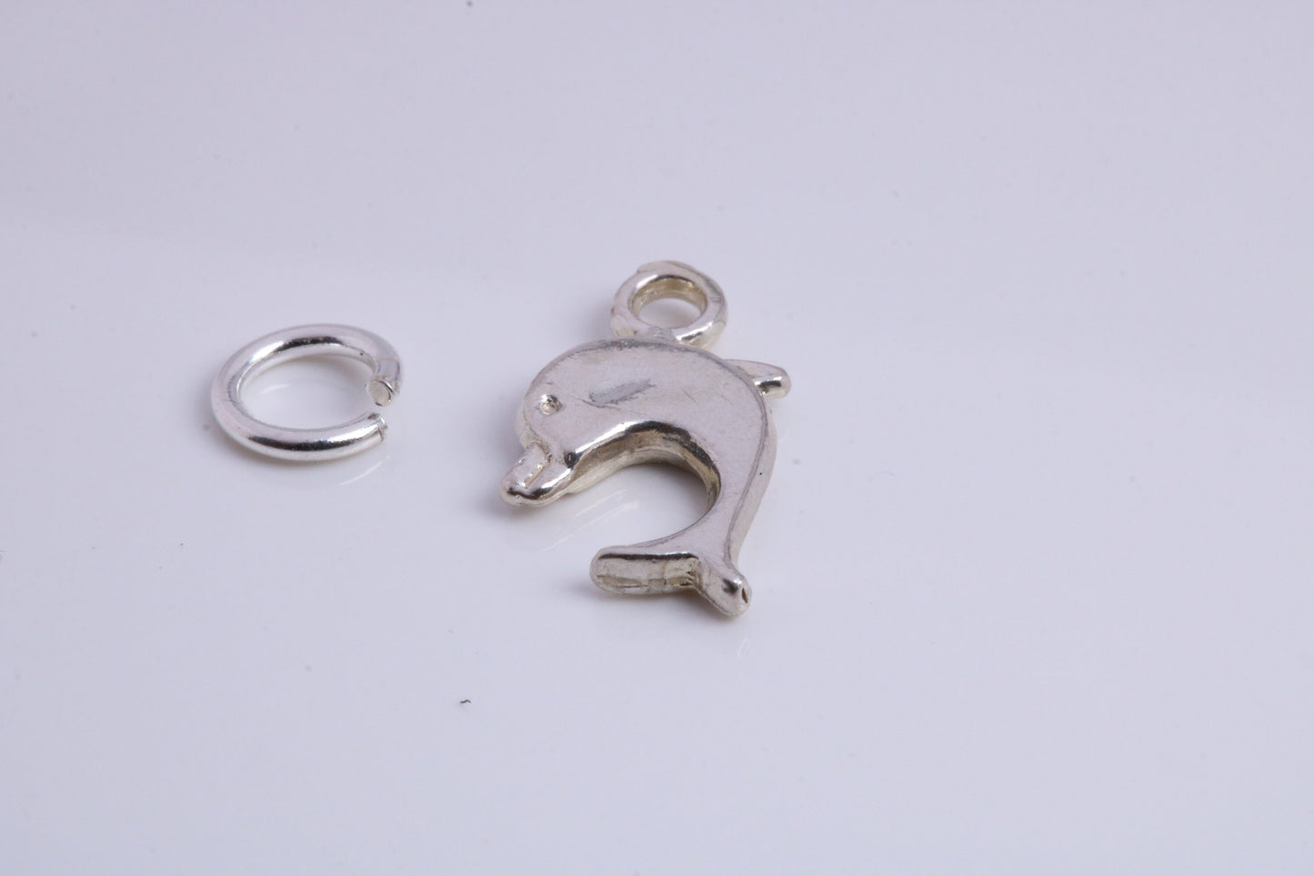 Dolphin Charm, Traditional Charm, Made from Solid 925 Grade Sterling Silver, Complete with Attachment Link