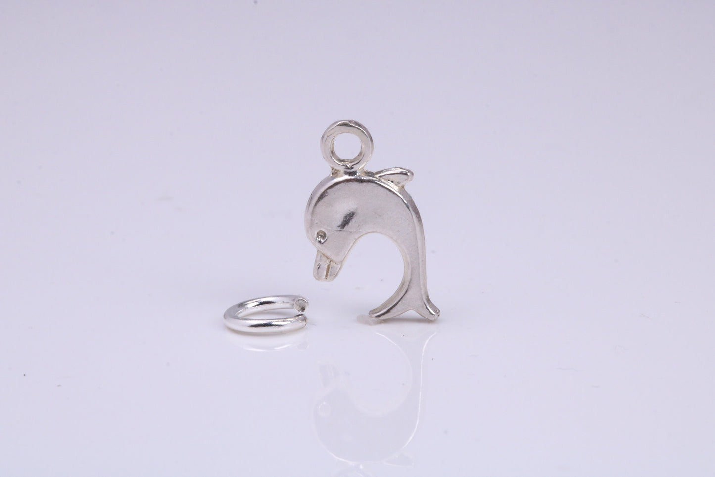Dolphin Charm, Traditional Charm, Made from Solid 925 Grade Sterling Silver, Complete with Attachment Link