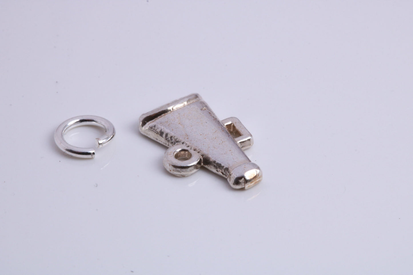 Vintage Megaphone Charm, Traditional Charm, Made from Solid 925 Grade Sterling Silver, Complete with Attachment Link