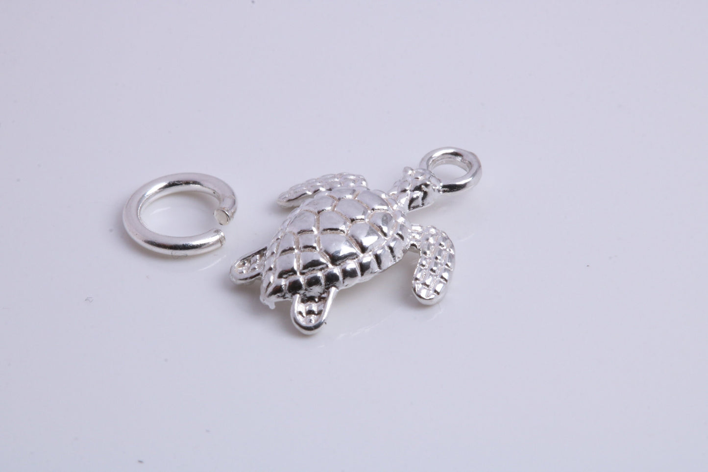 Turtle Charm, Traditional Charm, Made from Solid 925 Grade Sterling Silver, Complete with Attachment Link