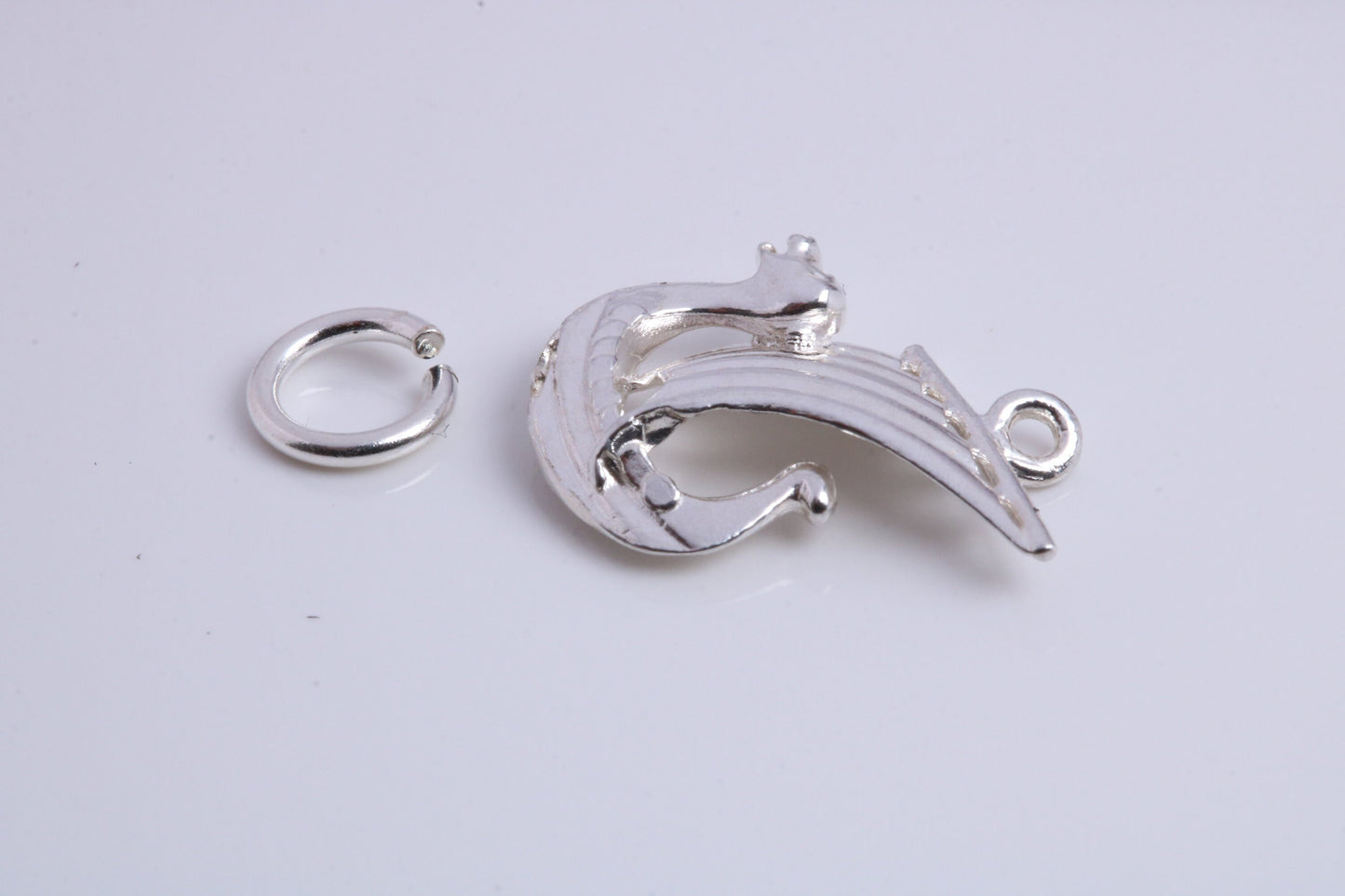 Viking Boat Charm, Traditional Charm, Made from Solid 925 Grade Sterling Silver, Complete with Attachment Link