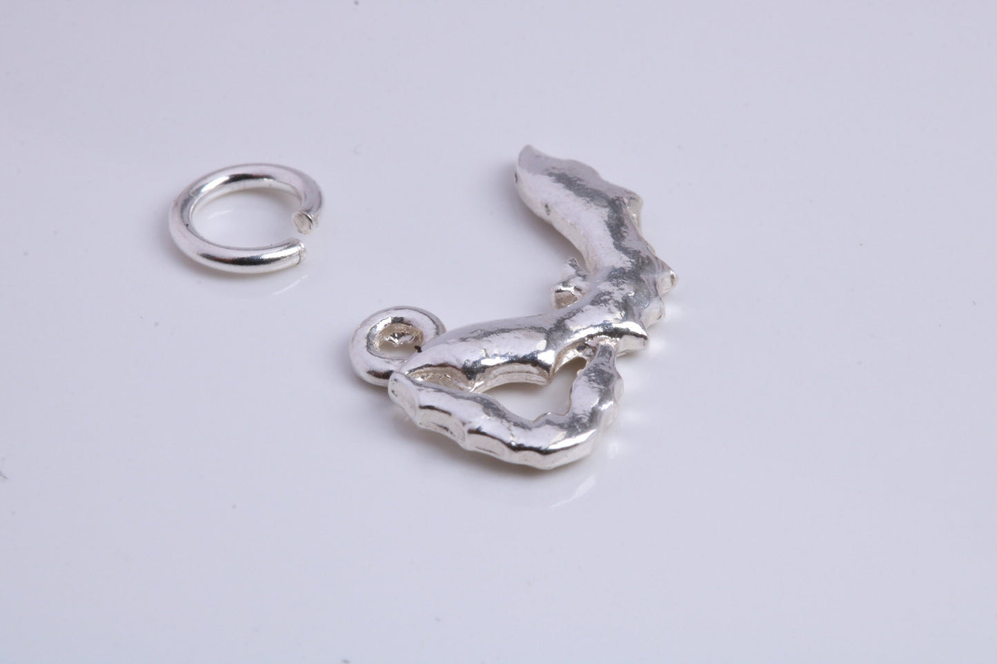Shrimp Charm, Traditional Charm, Made from Solid 925 Grade Sterling Silver, Complete with Attachment Link