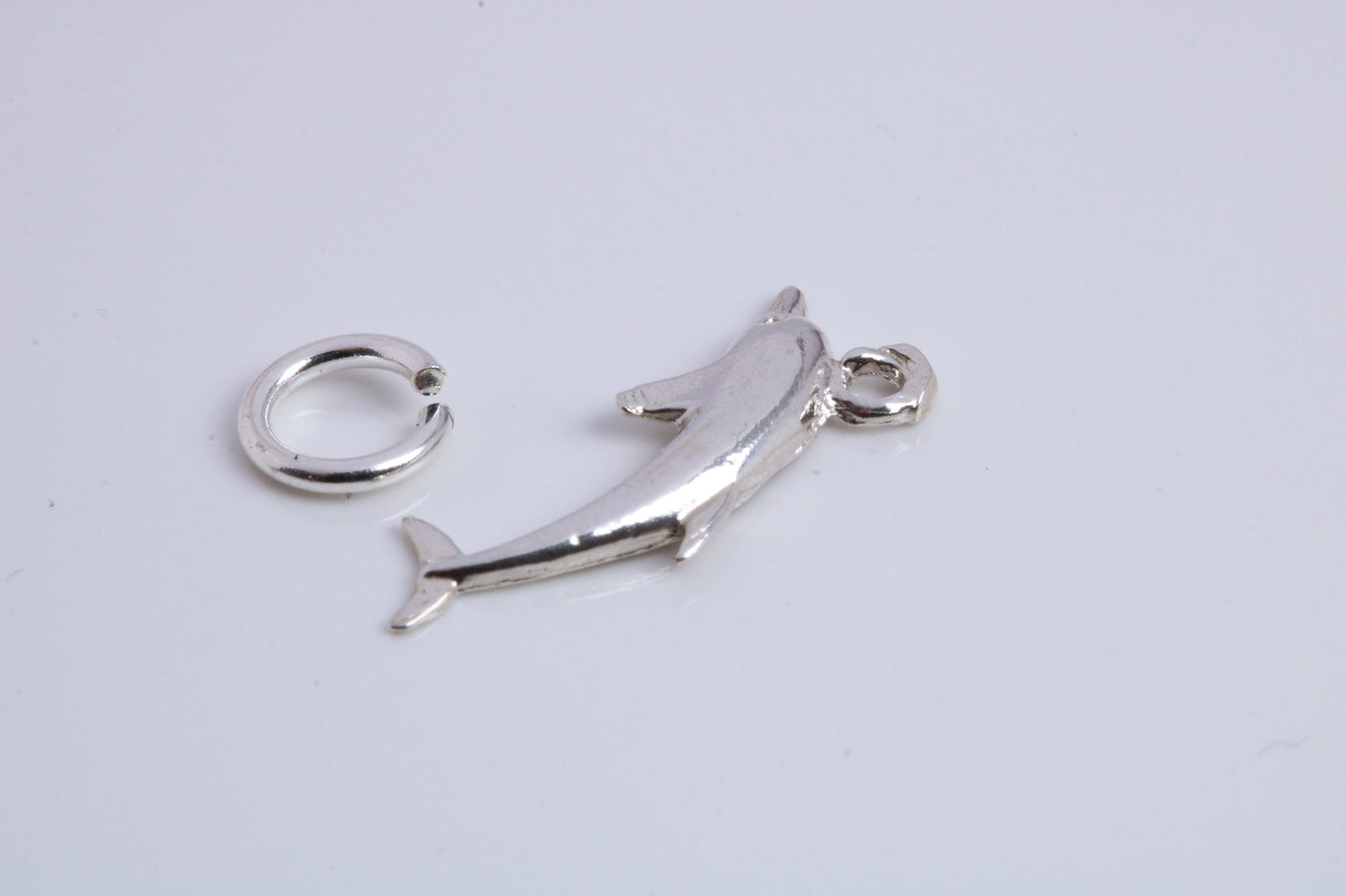 Dolphin Charm, Traditional Charm, Made from Solid 925 Grade Sterling Silver, Complete with Attachment Link