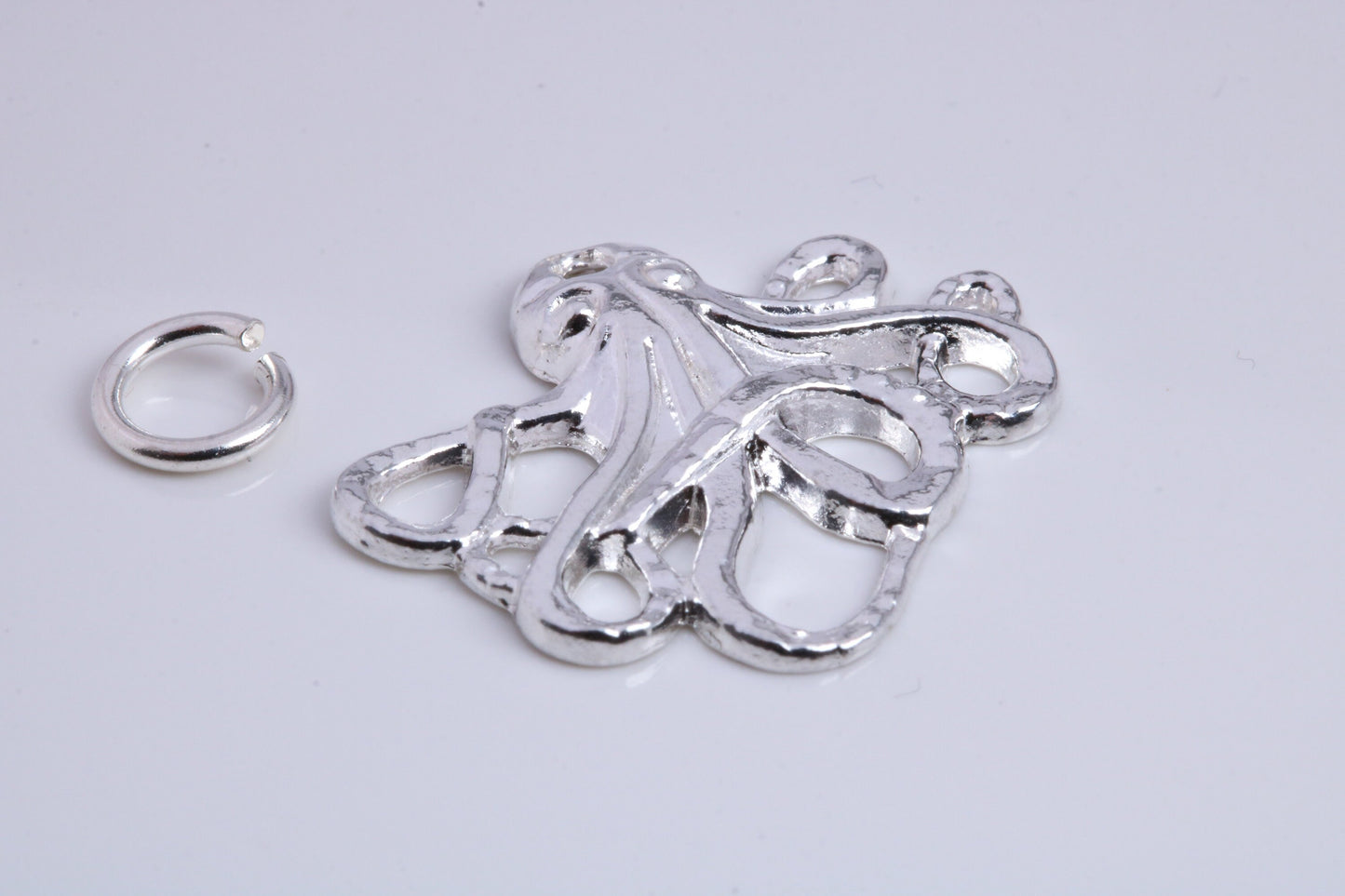 Octopus Charm, Traditional Charm, Made from Solid 925 Grade Sterling Silver, Complete with Attachment Link