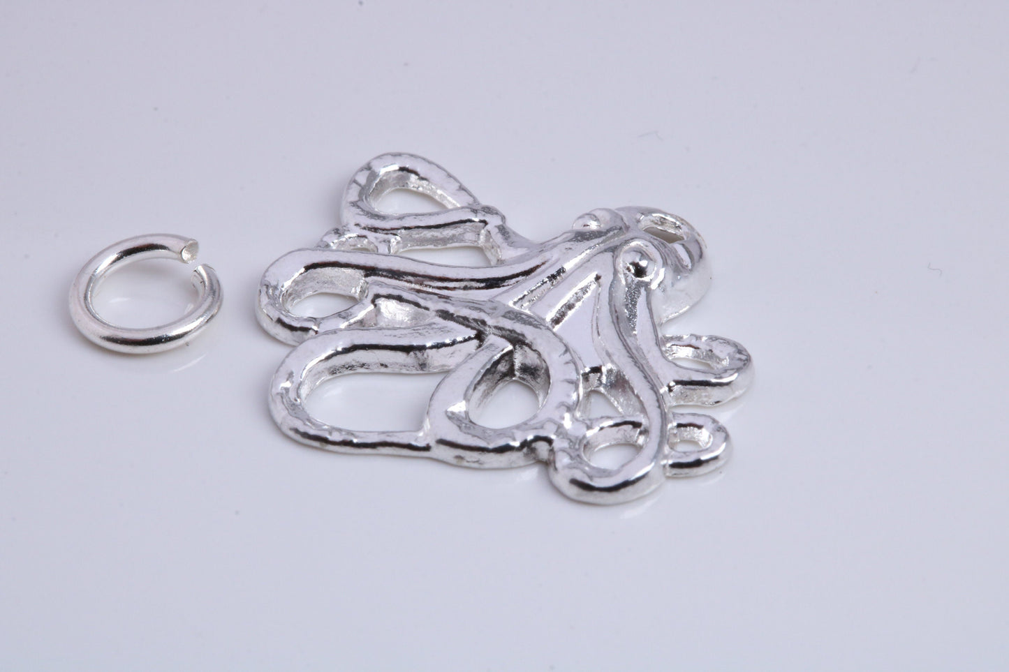 Octopus Charm, Traditional Charm, Made from Solid 925 Grade Sterling Silver, Complete with Attachment Link