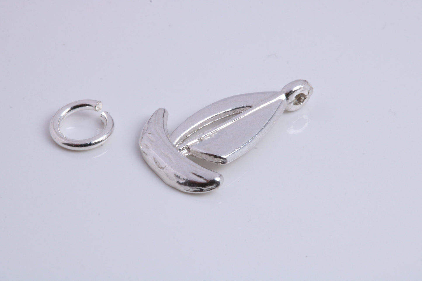 Sailing Dingy Charm, Traditional Charm, Made from Solid 925 Grade Sterling Silver, Complete with Attachment Link
