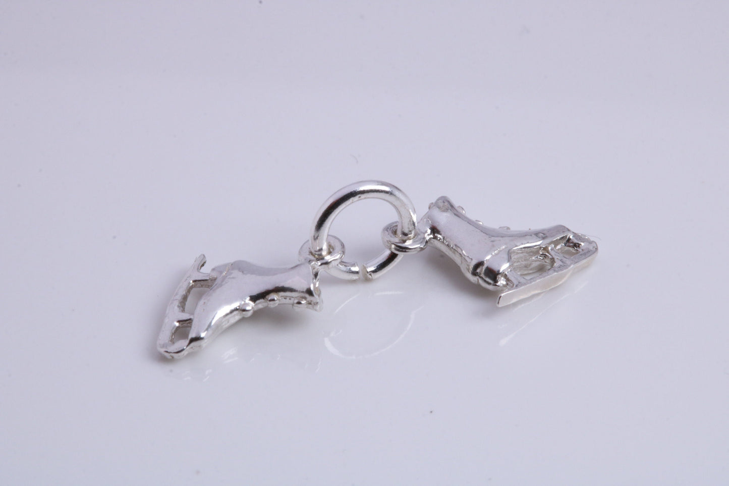 Pair of Ice Skates Charm, Traditional Charm, Made from Solid 925 Grade Sterling Silver, Complete with Attachment Link
