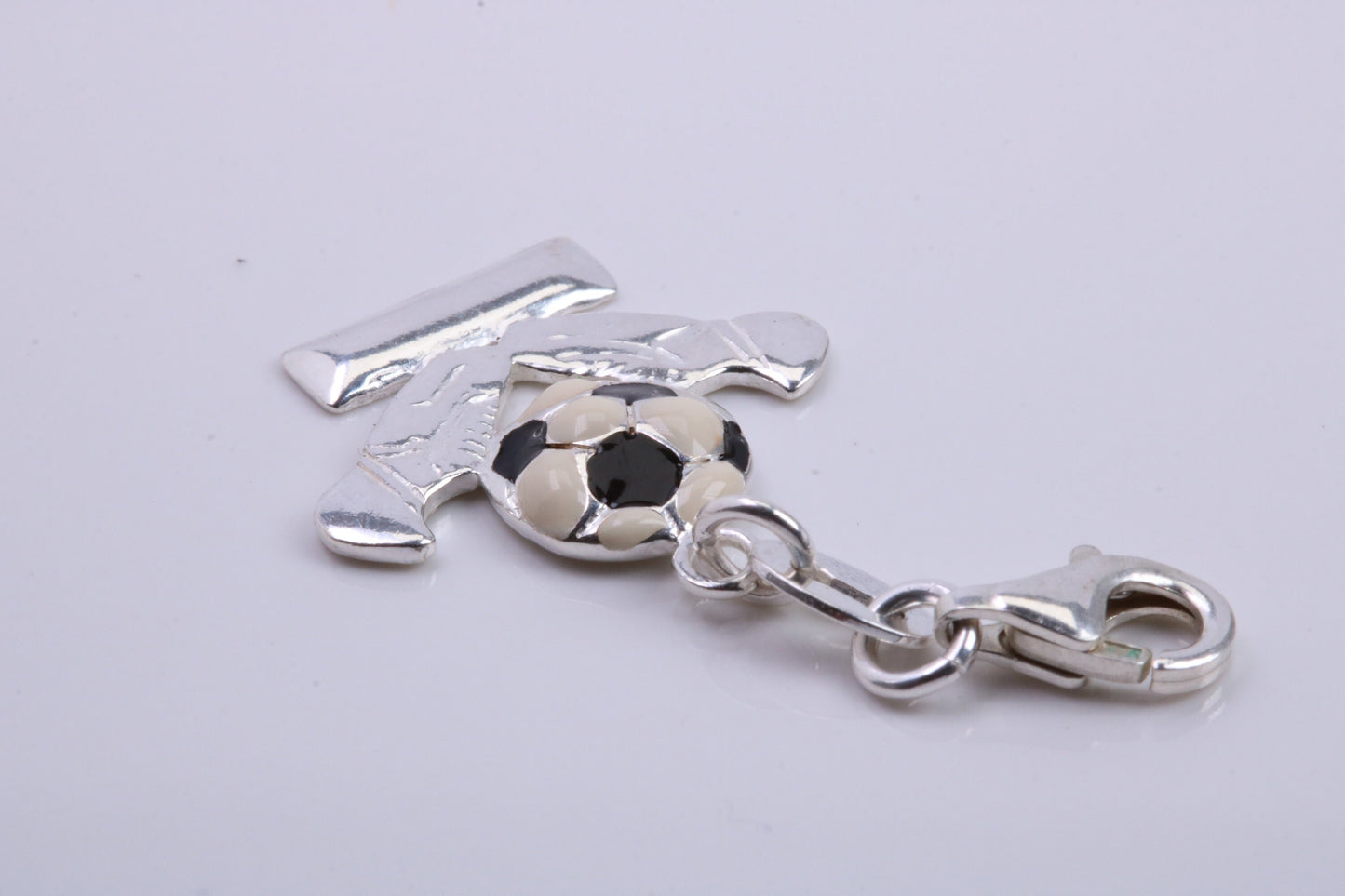Foot Ball Trophy Charm, Traditional Charm, Made from Solid 925 Grade Sterling Silver, Complete with Attachment Link