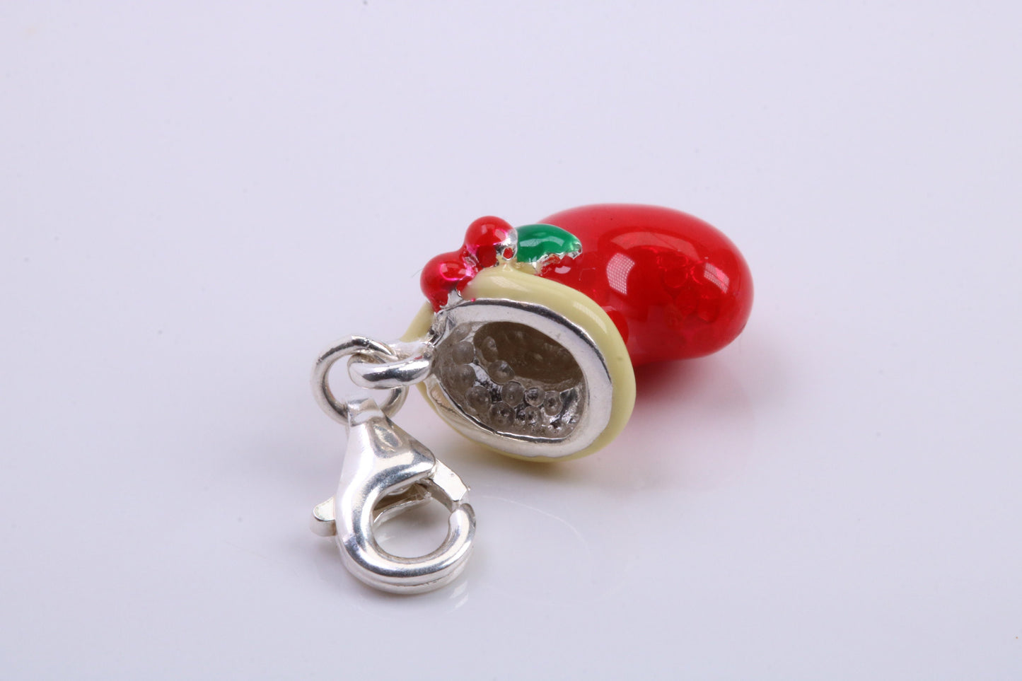Christmas Stocking Charm, Traditional Charm, Made from Solid 925 Grade Sterling Silver, Complete with Attachment Link