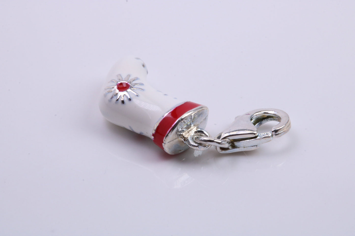 Christmas Stocking Charm, Traditional Charm, Made from Solid 925 Grade Sterling Silver, Complete with Attachment Link