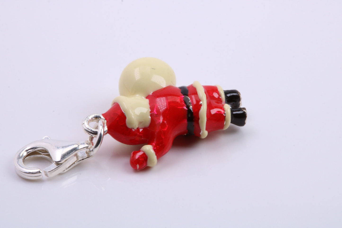 Father Christmas Charm, Traditional Charm, Made from Solid 925 Grade Sterling Silver, Complete with Attachment Link