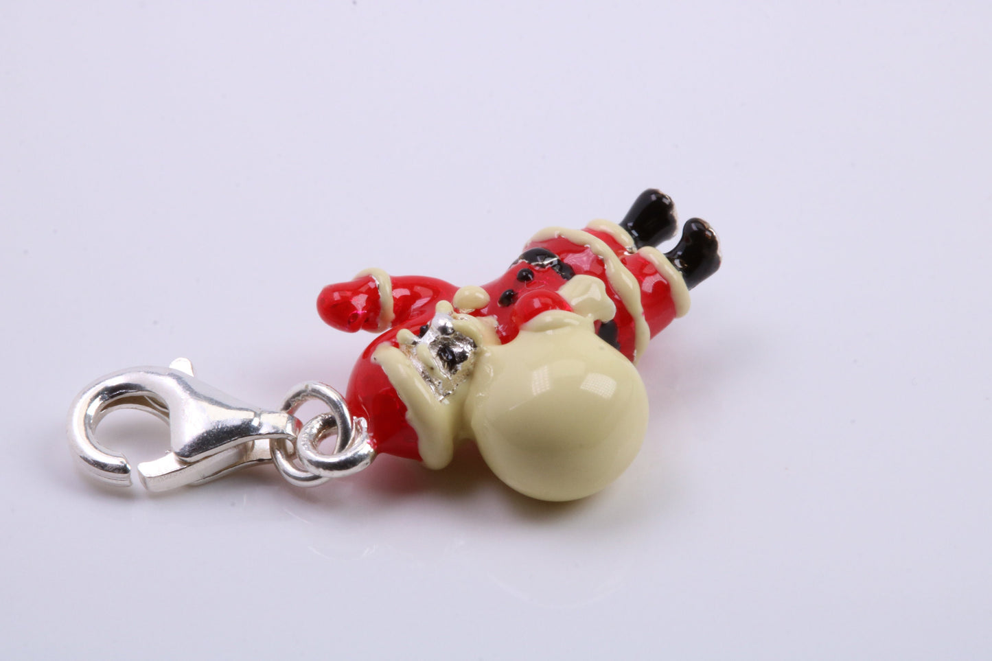 Father Christmas Charm, Traditional Charm, Made from Solid 925 Grade Sterling Silver, Complete with Attachment Link