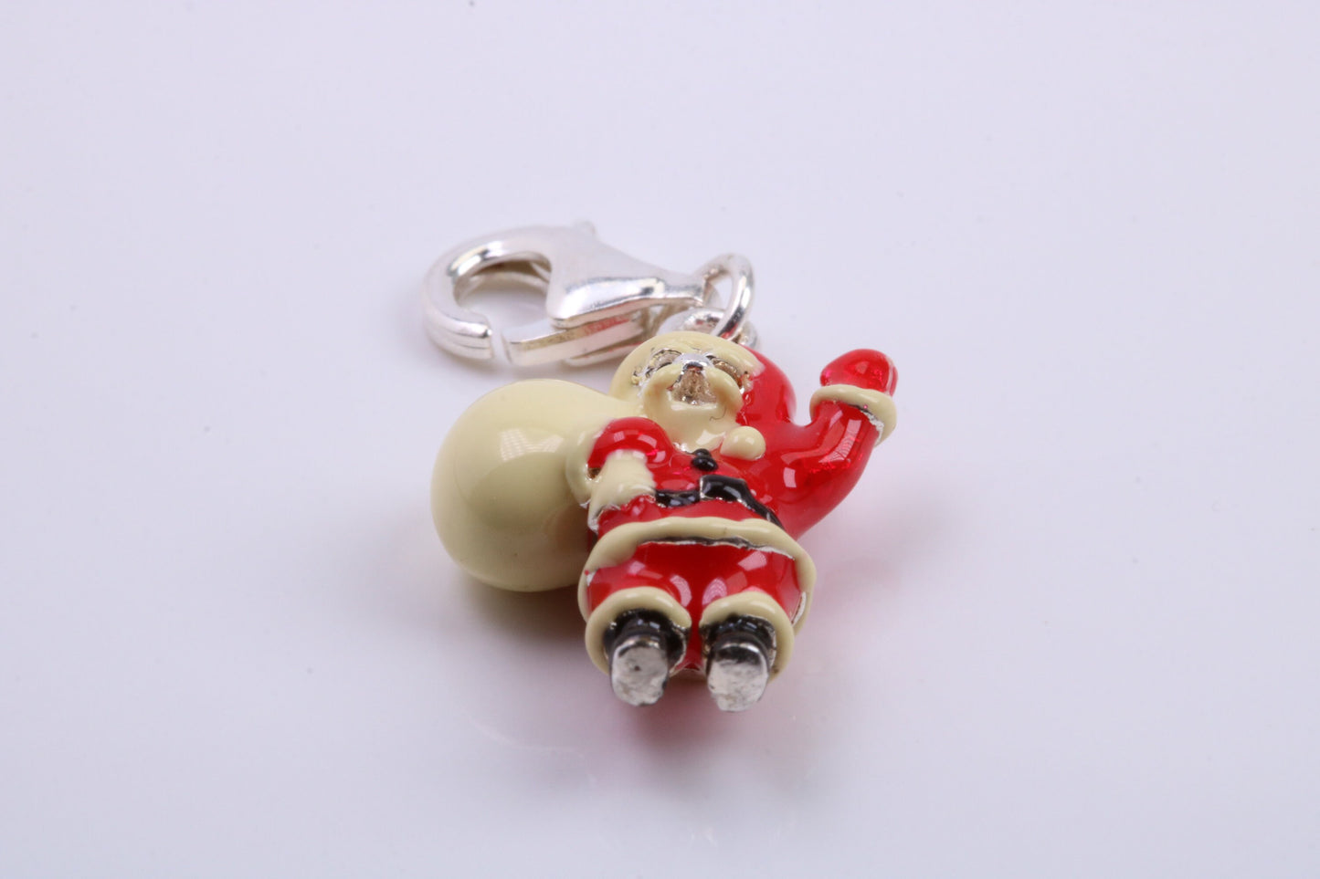 Father Christmas Charm, Traditional Charm, Made from Solid 925 Grade Sterling Silver, Complete with Attachment Link