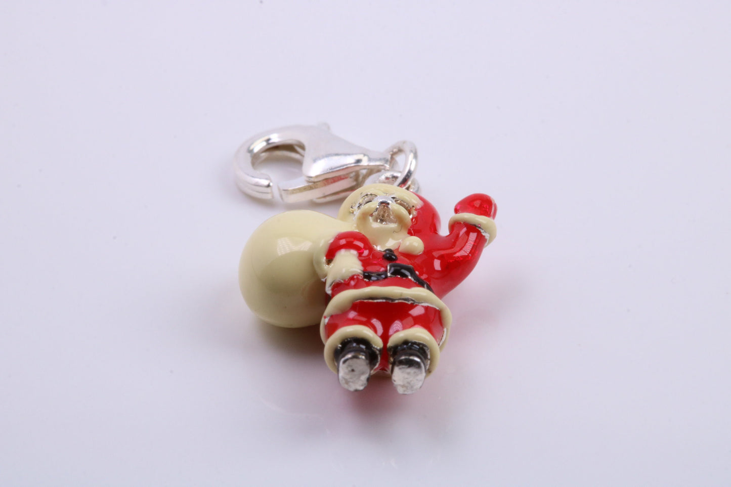 Father Christmas Charm, Traditional Charm, Made from Solid 925 Grade Sterling Silver, Complete with Attachment Link