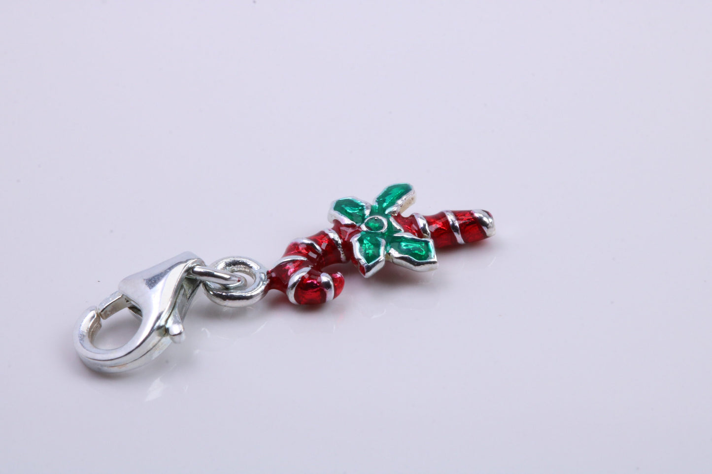 Christmas Candy Charm, Traditional Charm, Made from Solid 925 Grade Sterling Silver, Complete with Attachment Link