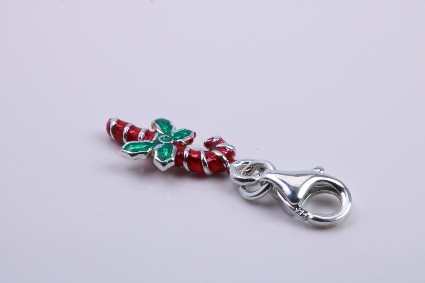 Christmas Candy Charm, Traditional Charm, Made from Solid 925 Grade Sterling Silver, Complete with Attachment Link