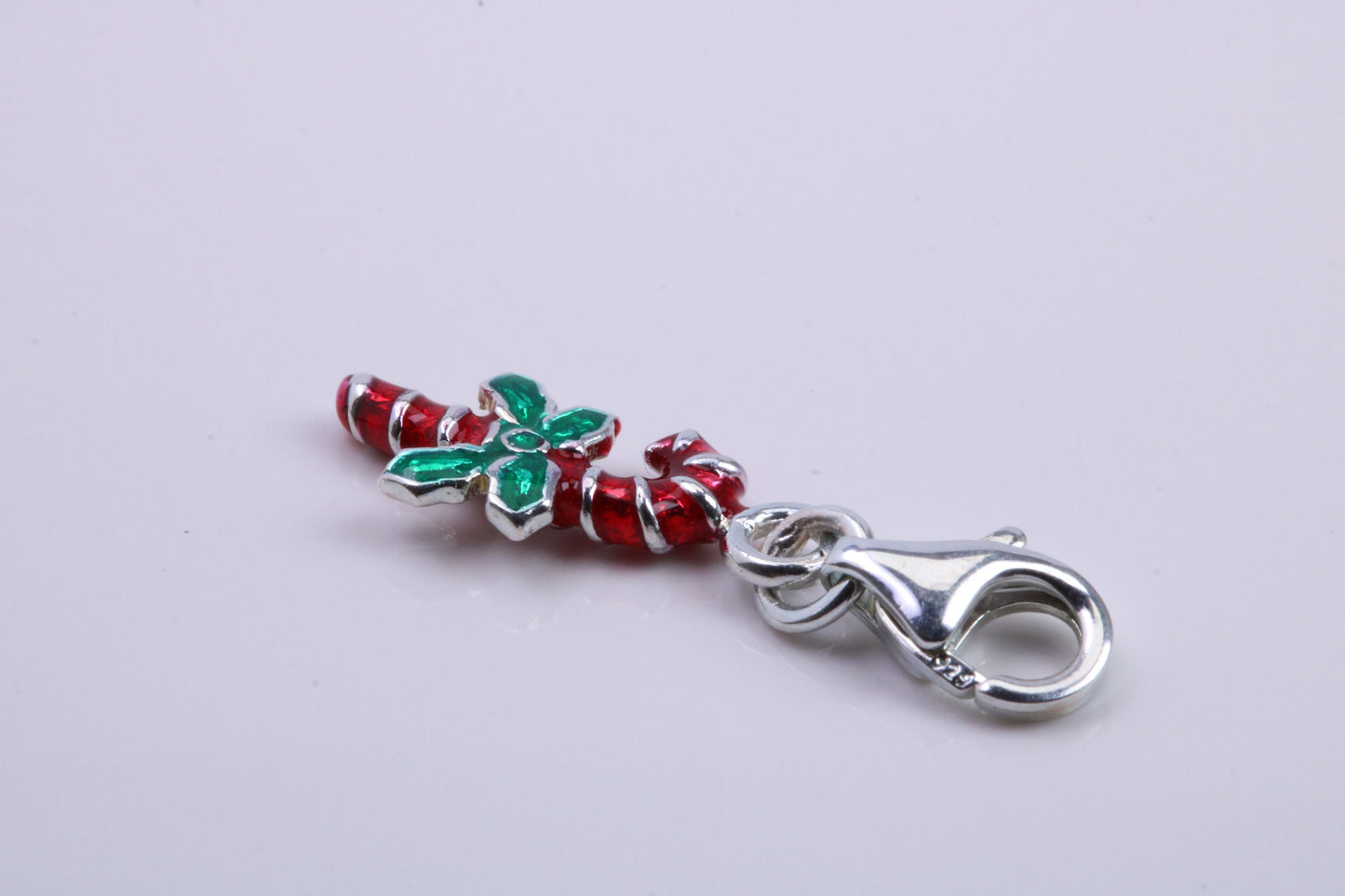 Christmas Candy Charm, Traditional Charm, Made from Solid 925 Grade Sterling Silver, Complete with Attachment Link