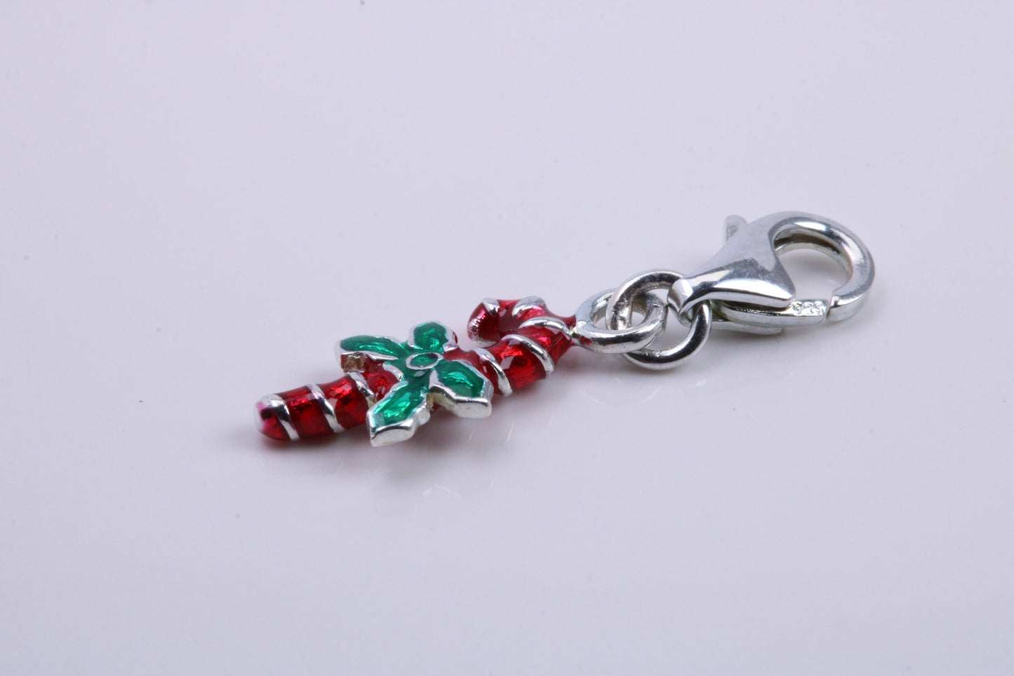 Christmas Candy Charm, Traditional Charm, Made from Solid 925 Grade Sterling Silver, Complete with Attachment Link