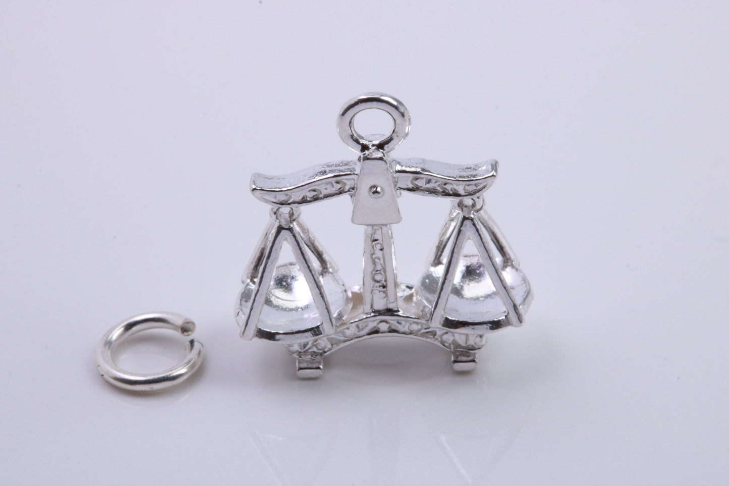 Libra Zodiac Sign Charm, Traditional Charm, Made from Solid 925 Grade Sterling Silver, Complete with Attachment Link