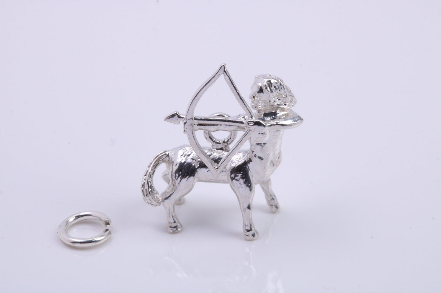 Sagittarius Zodiac Sign Charm, Traditional Charm, Made from Solid 925 Grade Sterling Silver, Complete with Attachment Link