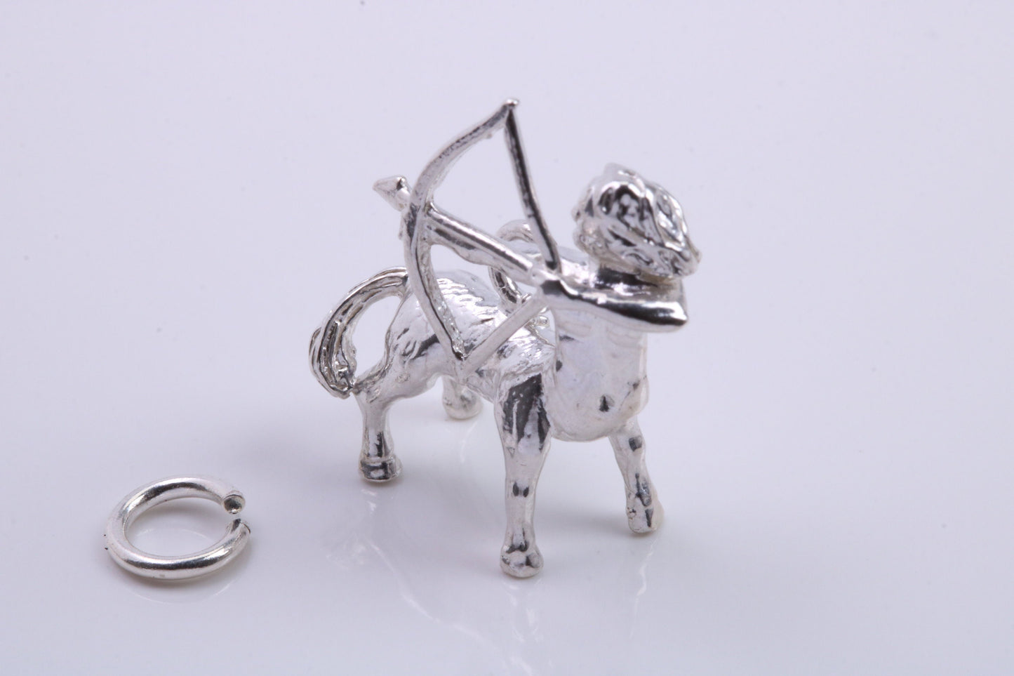 Sagittarius Zodiac Sign Charm, Traditional Charm, Made from Solid 925 Grade Sterling Silver, Complete with Attachment Link