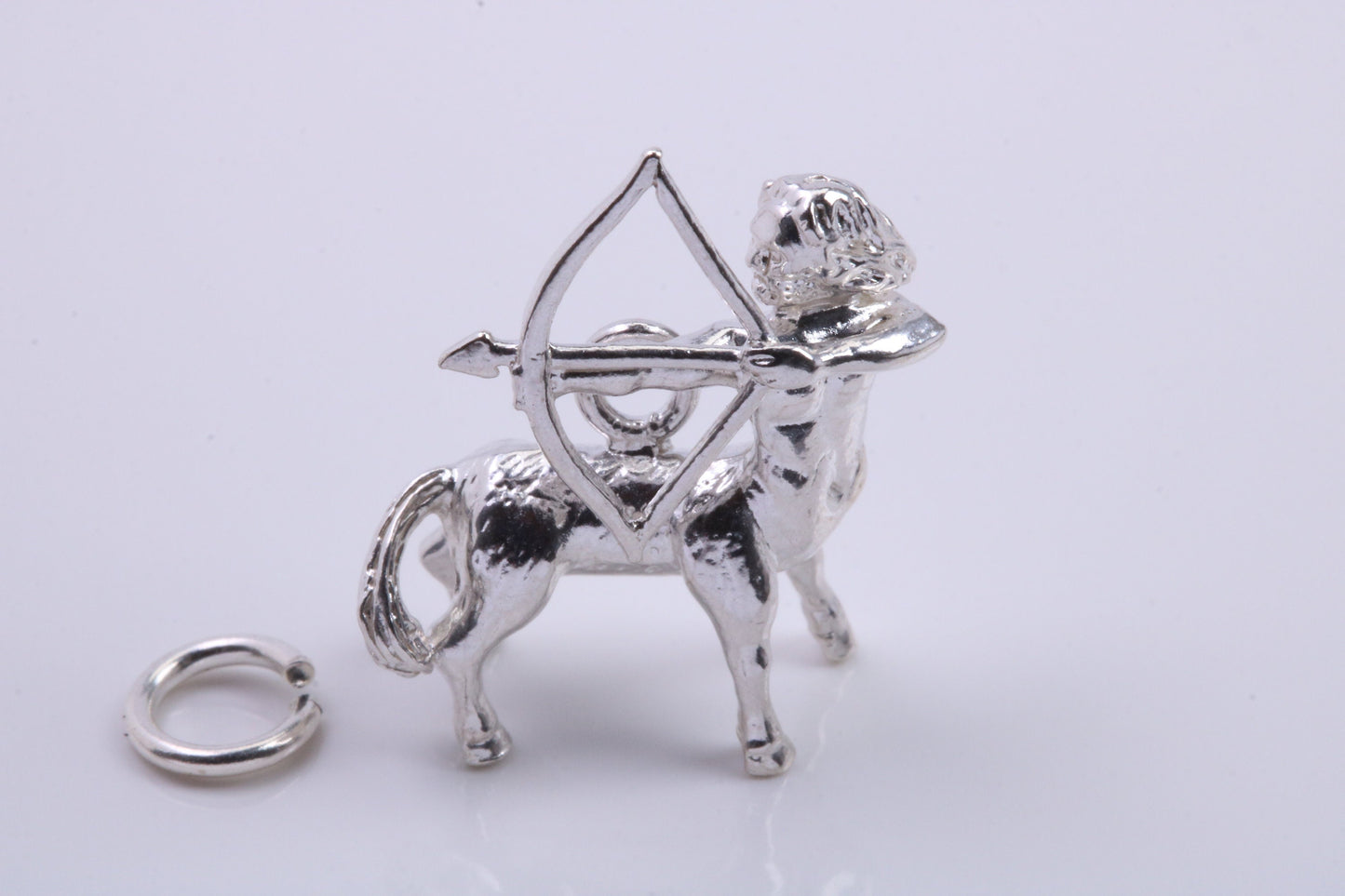 Sagittarius Zodiac Sign Charm, Traditional Charm, Made from Solid 925 Grade Sterling Silver, Complete with Attachment Link