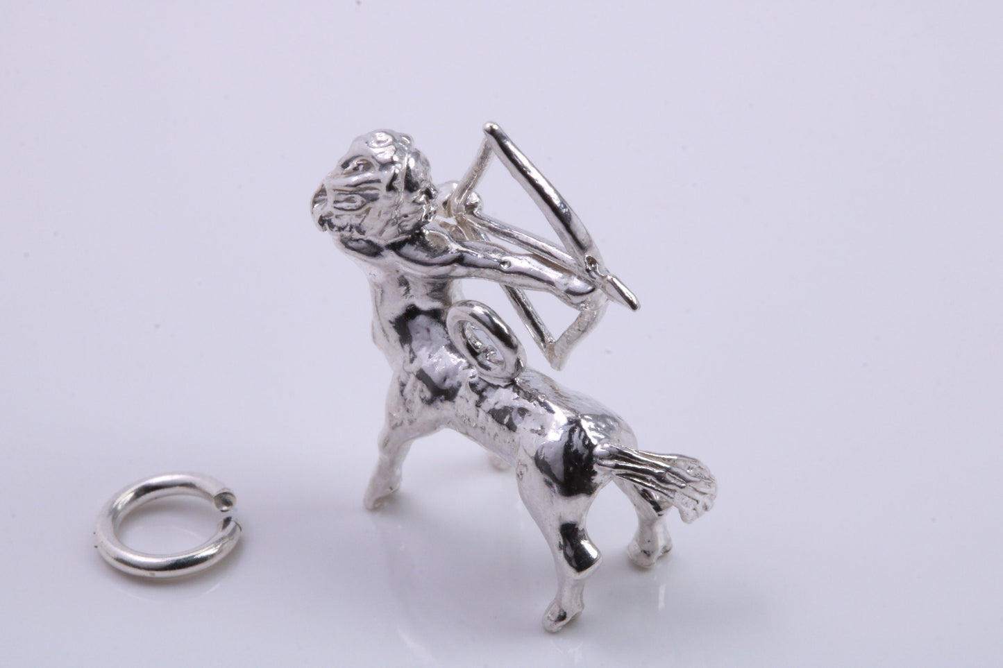 Sagittarius Zodiac Sign Charm, Traditional Charm, Made from Solid 925 Grade Sterling Silver, Complete with Attachment Link