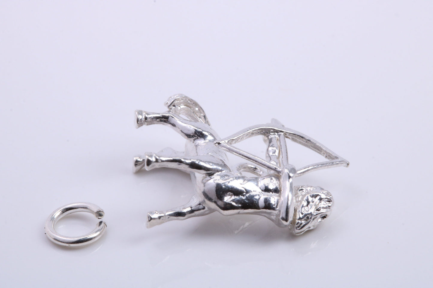 Sagittarius Zodiac Sign Charm, Traditional Charm, Made from Solid 925 Grade Sterling Silver, Complete with Attachment Link