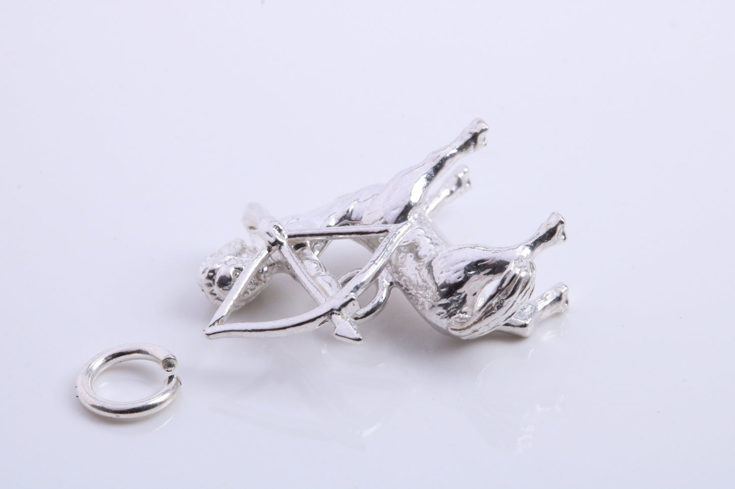 Sagittarius Zodiac Sign Charm, Traditional Charm, Made from Solid 925 Grade Sterling Silver, Complete with Attachment Link