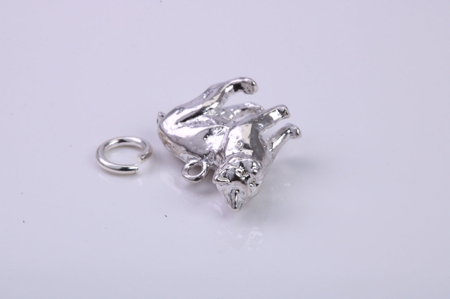 Manx Cat Charm, Traditional Charm, Made from Solid 925 Grade Sterling Silver, Complete with Attachment Link