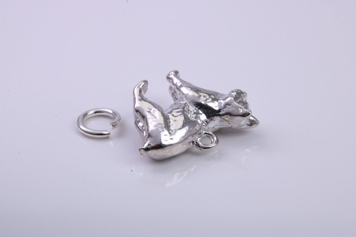 Manx Cat Charm, Traditional Charm, Made from Solid 925 Grade Sterling Silver, Complete with Attachment Link