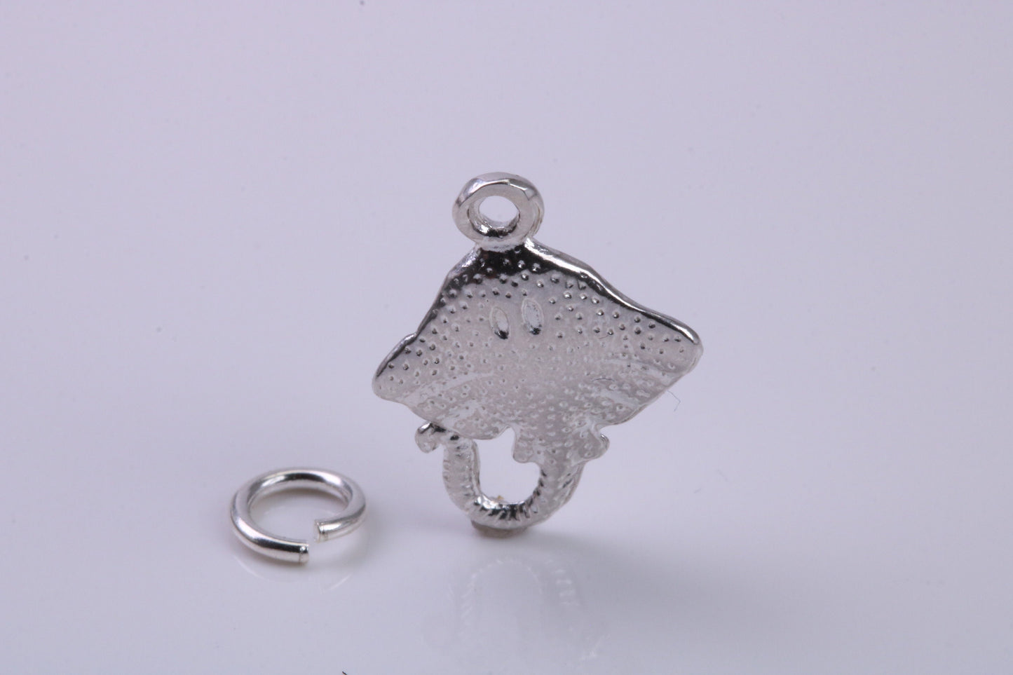 Sting Ray Charm, Traditional Charm, Made from Solid 925 Grade Sterling Silver, Complete with Attachment Link