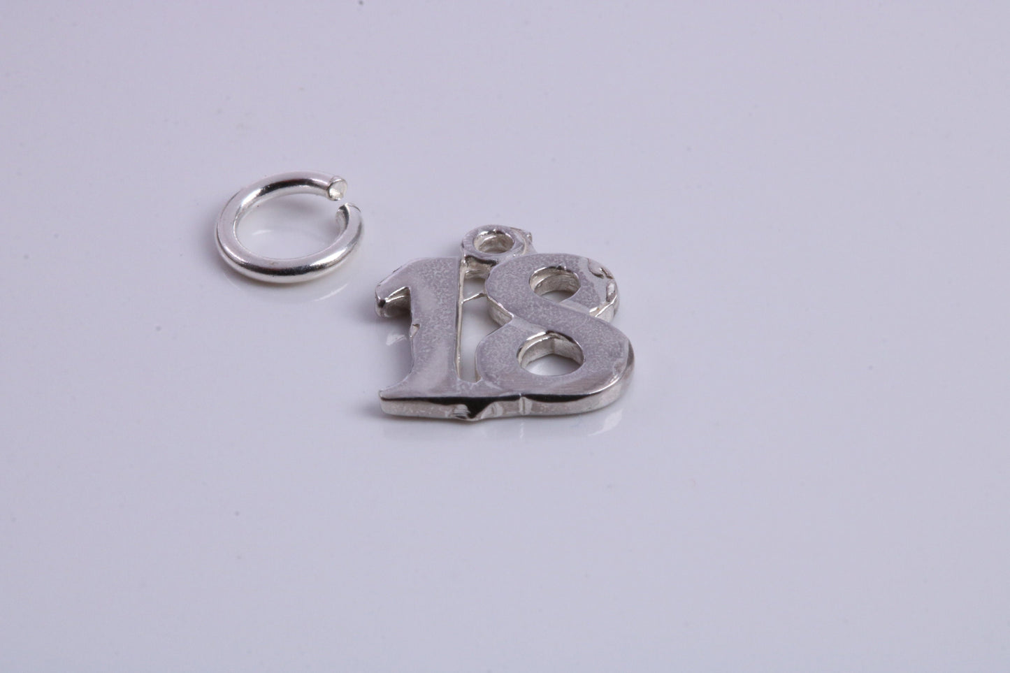 18th Birthday Charm, Traditional Charm, Made from Solid 925 Grade Sterling Silver, Complete with Attachment Link