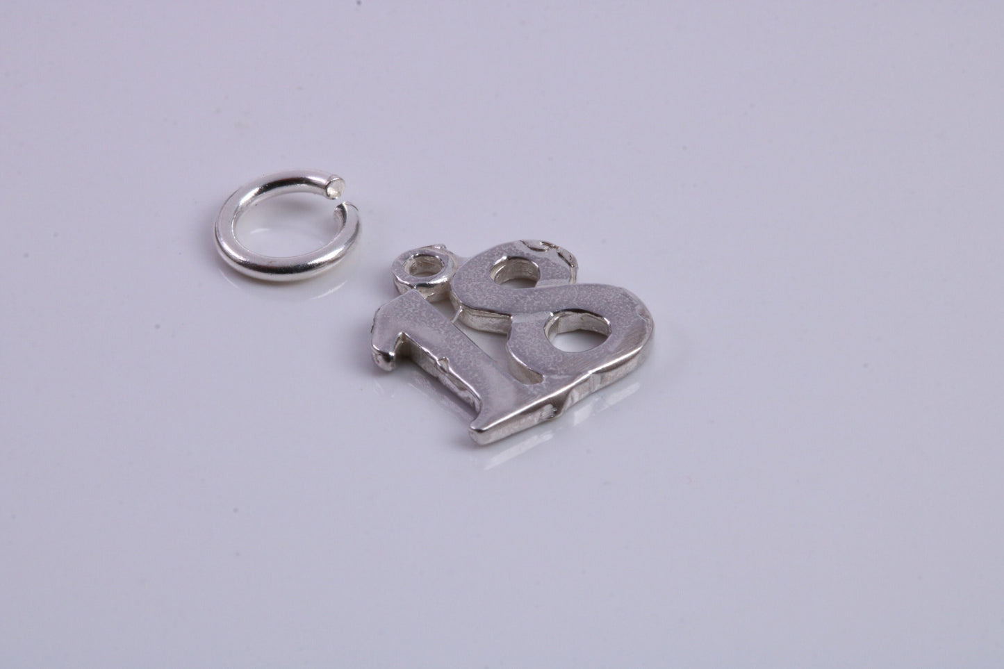 18th Birthday Charm, Traditional Charm, Made from Solid 925 Grade Sterling Silver, Complete with Attachment Link