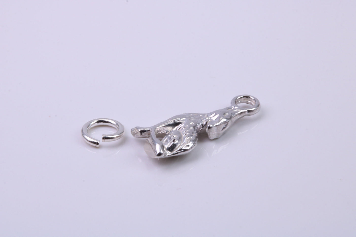 Wolf Charm, Traditional Charm, Made from Solid 925 Grade Sterling Silver, Complete with Attachment Link