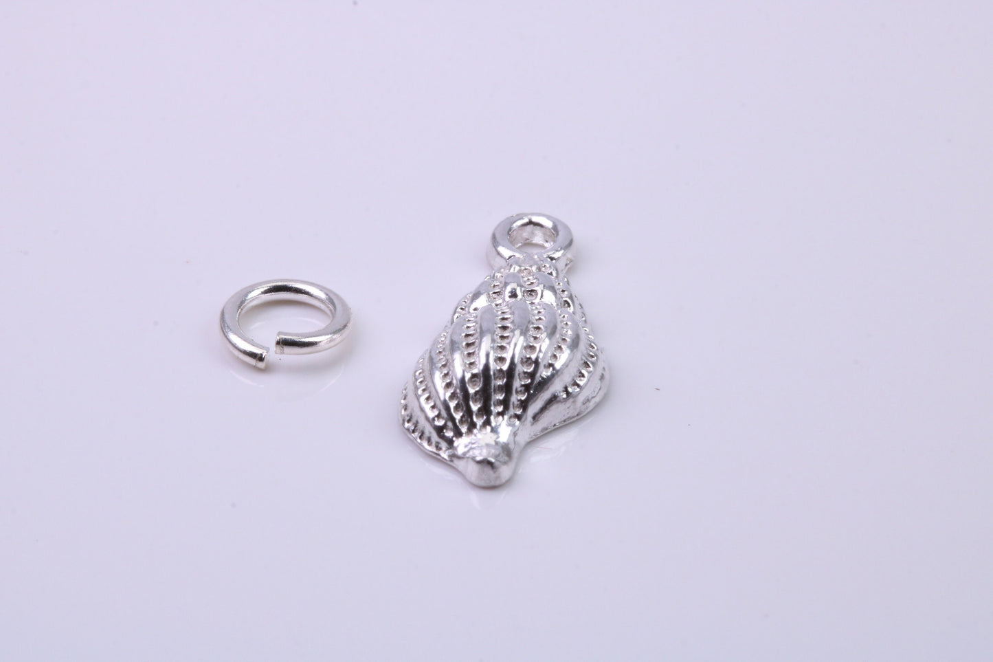 Sea Shell Charm, Traditional Charm, Made from Solid 925 Grade Sterling Silver, Complete with Attachment Link
