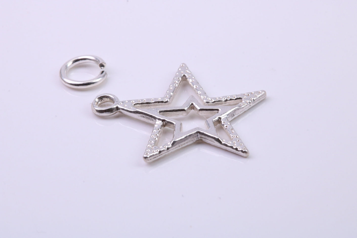 Double Star Charm, Traditional Charm, Made from Solid 925 Grade Sterling Silver, Complete with Attachment Link