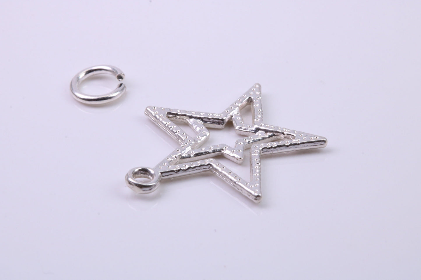 Double Star Charm, Traditional Charm, Made from Solid 925 Grade Sterling Silver, Complete with Attachment Link