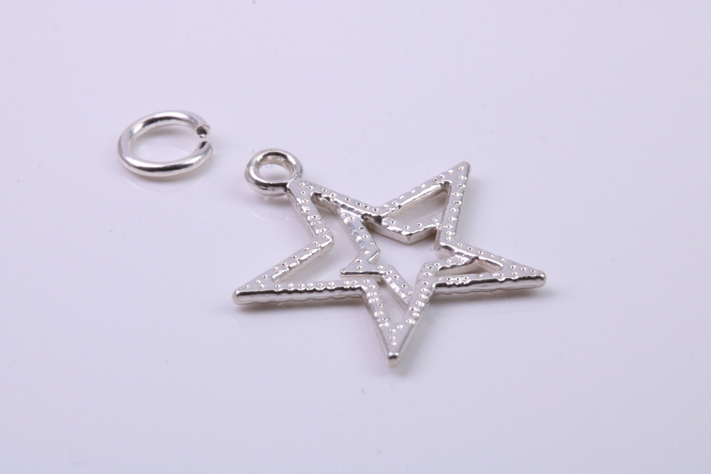 Double Star Charm, Traditional Charm, Made from Solid 925 Grade Sterling Silver, Complete with Attachment Link