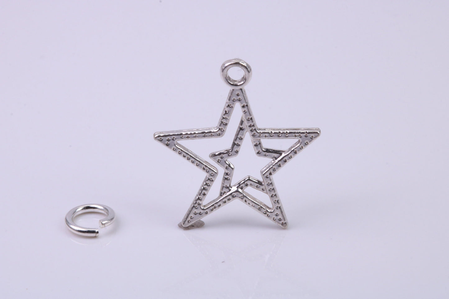 Double Star Charm, Traditional Charm, Made from Solid 925 Grade Sterling Silver, Complete with Attachment Link