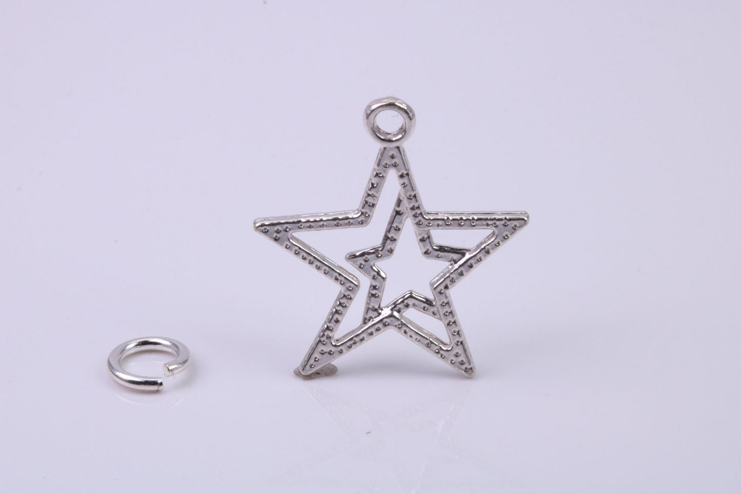 Double Star Charm, Traditional Charm, Made from Solid 925 Grade Sterling Silver, Complete with Attachment Link