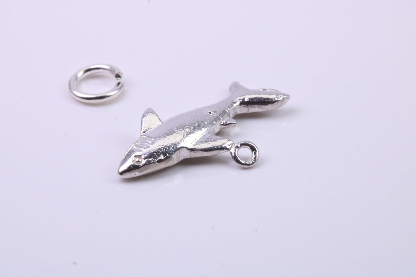 Shark Charm, Traditional Charm, Made from Solid 925 Grade Sterling Silver, Complete with Attachment Link